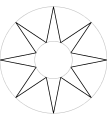 8-zackiger Wappenstern z. B. der Grafen Sternberg 
  
    
      
        α
        =
        π
        
          /
        
        8
      
    
    {\displaystyle \alpha =\pi /8}
