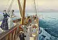 Offensichtlich diente die Namouna auch als Urbild des Schiffes auf Stewarts Gemälde Yachting the Mediterranean von 1896.