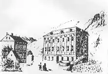 Stich Heppinger Brunnenhäuser um 1840