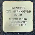Stolperstein in der Westendstr. 92 für Karl Herxheimer