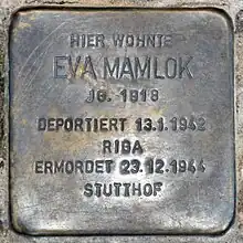 Stolperstein für Eva Mamlok in Kreuzberg Neuenburger Straße 1