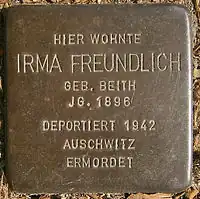 Stolperstein für Irma Freundlich, Erikas Mutter
