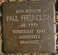 Stolperstein für Erikas Vater, Paul Freundlich