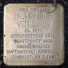Stolperstein Heinrich Veit Simon, Berlin, Hindenburgdamm 11
