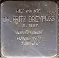 Stolperstein für Dr. Fritz Dreyfuss (Weyertal 88)