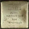 Stolperstein Egon Fass (Maastrichter Straße 21)