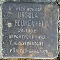 Stolperstein für Ursula Blumenfeld (Robert-Heuser-Straße 3)
