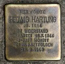 Stolperstein für Hedwig Hartung in der Kastanienallee 29