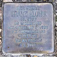 Stolperstein für Franz Klühs