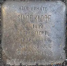 Stolperstein für Tilde Klose