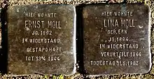 Stolpersteine für Ernst und Lina Moll
