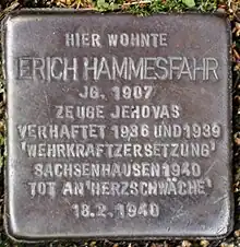 Stolperstein für Erich Hammesfahr
