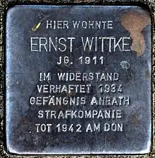 Stolperstein für Ernst Wittke