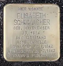 Stolperstein für Elisabeth Schumacher