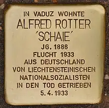 Stolperstein für Alfred Rotter in Vaduz