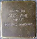 Stolperstein für Alice Wihl (Meister-Ekkehart-Straße 5)