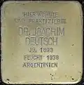 Stolperstein für Dr. Joachim Deutsch (Roonstraße 52)