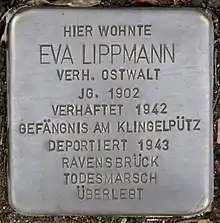 Stolperstein für Eva Lippmann (Bachemer Straße 327)