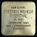 Stolperstein für Friedrich Wilhelm Rosenthal (Schaurtestraße 1)