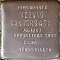 Stolperstein für Hedwig Randerrath (Im Dau 12)