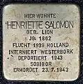 Stolperstein für Henriette Salomon (Brüsseler Straße 88)
