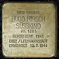 Stolperstein für Hugo Hirsch Süsskind (Moltkestraße 123)