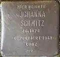 Stolperstein für Johanna Schmitz (Im Dau 12)