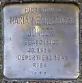 Stolperstein für Marianne Hildegard Jünger (Zwirner Straße 33)