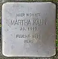 Stolperstein für Martha Kahn (Weyerstraße 89)