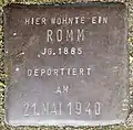 Stolperstein für ein Romm, Stein-Nr. 112 (Holzmarkt 1)
