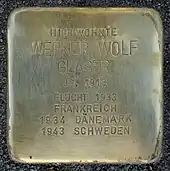 Stolperstein Köln für Werner Wolf Glaser (Utrechter Straße 9)