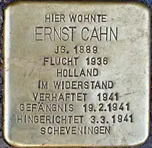Stolperstein für Ernst Cahn (Roonstraße 31)