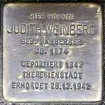 Stolperstein für Judith Weinberg (Wirsbergstraße 16, Würzburg)