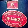 Fabrikschild der Lokomotive 11