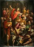 Die Vertreibung der Händler aus dem Tempel, Jan van der Straet, Öl auf Holz, 370 × 260 cm, 1572, Santo Spirito, Florenz