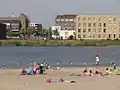Strand am Diemerpark mit Blick auf IJburg