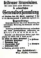 Einladung zur jährlichen Aktionärsversammlung der Heilbronner Strassenbahn AG 1899/1900