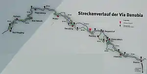 Streckenverlauf der Via Danubia zwischen Bad Gögging und Passau