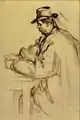 Studie zu den Kartenspielern (1890–1892) Graphit und Wasserfarbe auf Papier, Rhode Island School of Design Museum