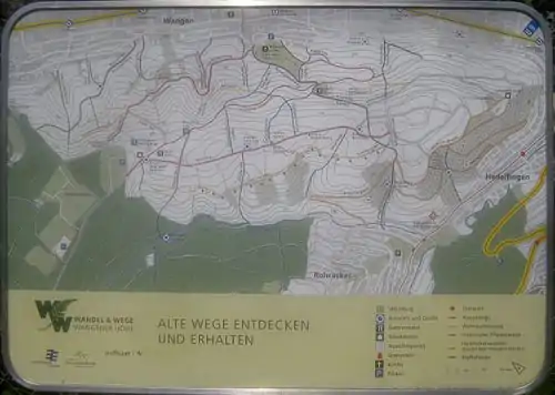 Karte der Wangener Höhe mit dem Burgbrünnele,das am westlichen Rand der ehemaligen Burg liegt.