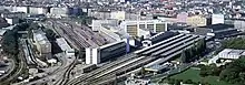 am linken Bildrand sieht man die Einfahrt in den Tunnel vom Arsenalturm aus (1992)