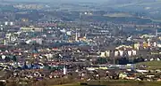 Durach im Vordergrund und Kempten von Südosten