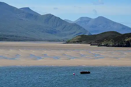 Südende des Kyles bei Ebbe, im Hintergrund Cranstackie und Foinaven
