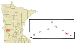 Lage von Murdock im Swift County (rechts) und in Minnesota (links)