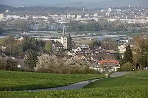 Tägerwilen mit Konstanz im Hintergrund