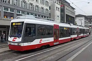 AB Be 4/8 33 an der Haltestelle St. Gallen Marktplatz