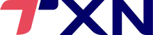 Logo des Senders TXN. Zu sehen sind ein blaues großgeschriebenes T, X und N. Wobei der rechtsoben Strich des X eine Rote Linie zum N zieht.
