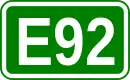 Zeichen der Europastraße 92