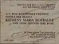 Gedenktafel am Romantikerfriedhof in Maria Enzersdorf, Niederösterreich