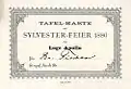Tafelkarte zur „Sylvesterfeier“ 1886